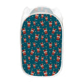 Christmas Santa Reindeer Pattern Print Mesh Laundry Hamper