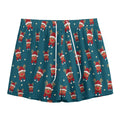 Christmas Santa Reindeer Pattern Print Mesh Shorts