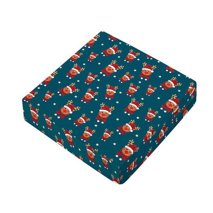 Christmas Santa Reindeer Pattern Print Outdoor Seat Cushion Cover