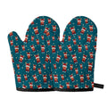 Christmas Santa Reindeer Pattern Print Oven Mitts