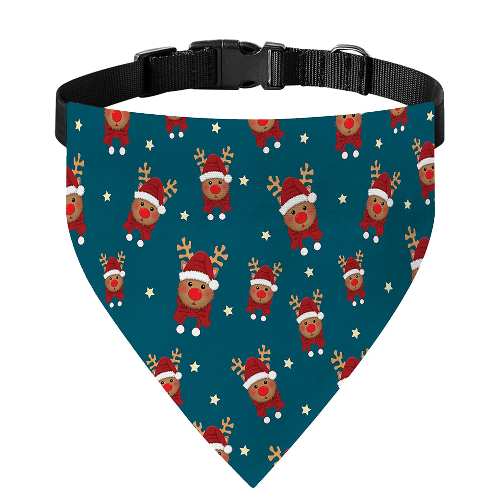 Christmas Santa Reindeer Pattern Print Over The Collar Dog Bandana