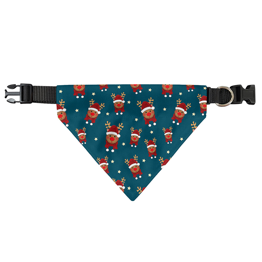 Christmas Santa Reindeer Pattern Print Over The Collar Dog Bandana