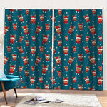 Christmas Santa Reindeer Pattern Print Pencil Pleat Curtains