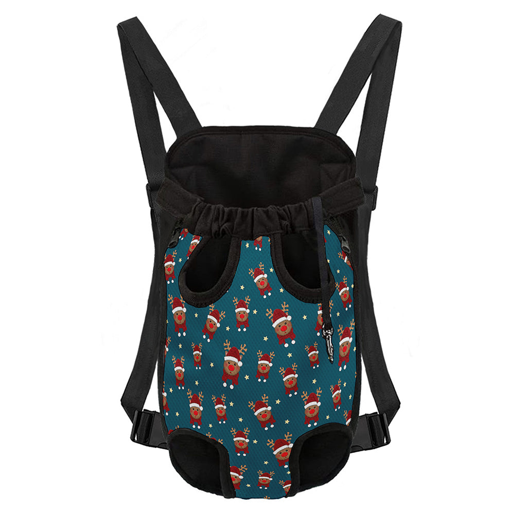 Christmas Santa Reindeer Pattern Print Pet Carrier Backpack