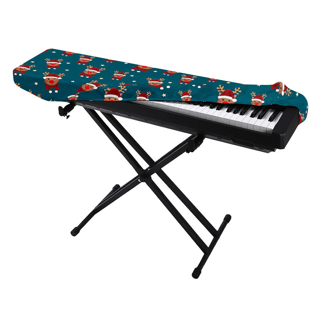 Christmas Santa Reindeer Pattern Print Piano Keyboard Cover
