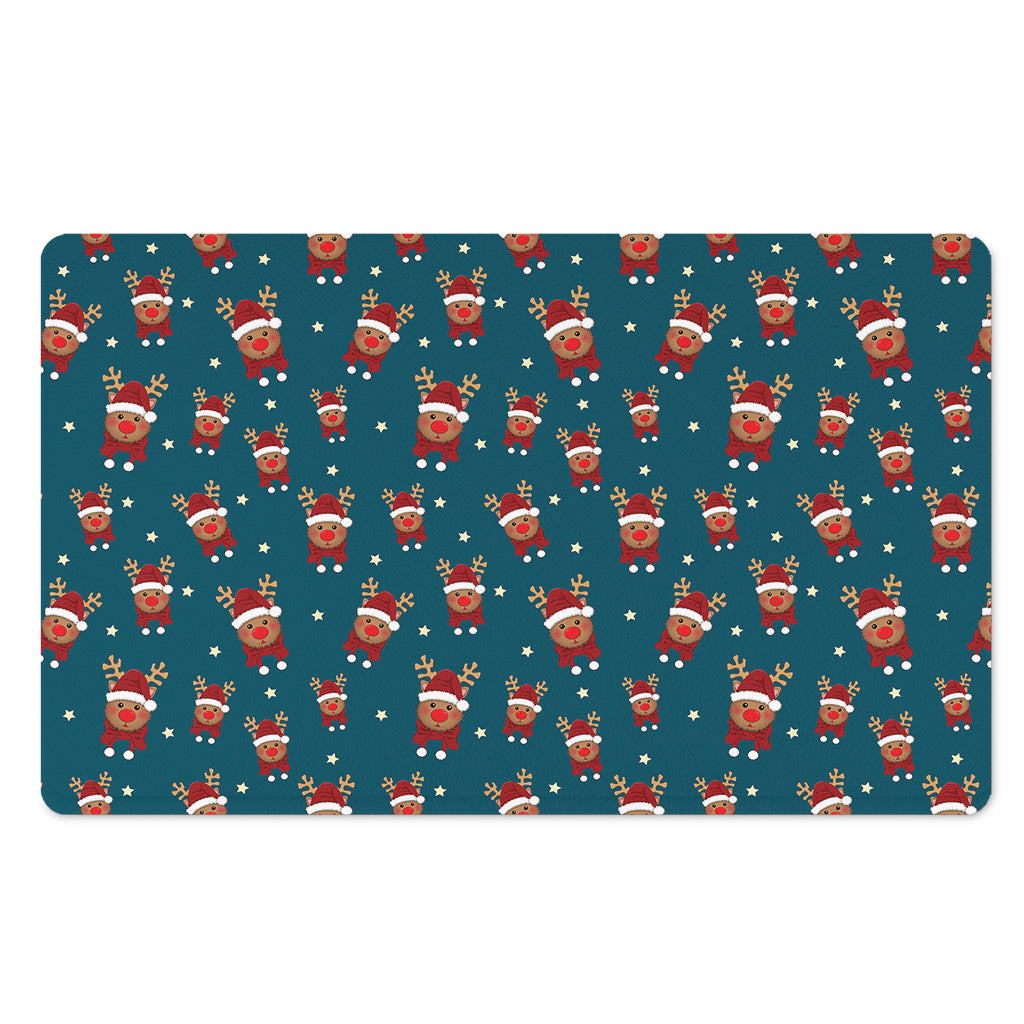 Christmas Santa Reindeer Pattern Print Polyester Doormat
