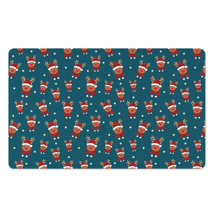 Christmas Santa Reindeer Pattern Print Polyester Doormat