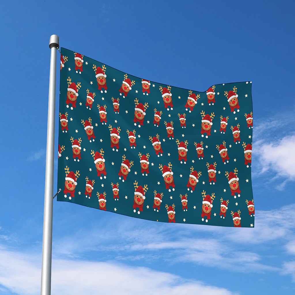 Christmas Santa Reindeer Pattern Print Polyester Flag