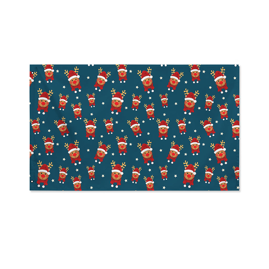 Christmas Santa Reindeer Pattern Print Polyester Flag