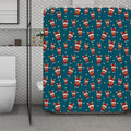 Christmas Santa Reindeer Pattern Print Polyester Shower Curtain