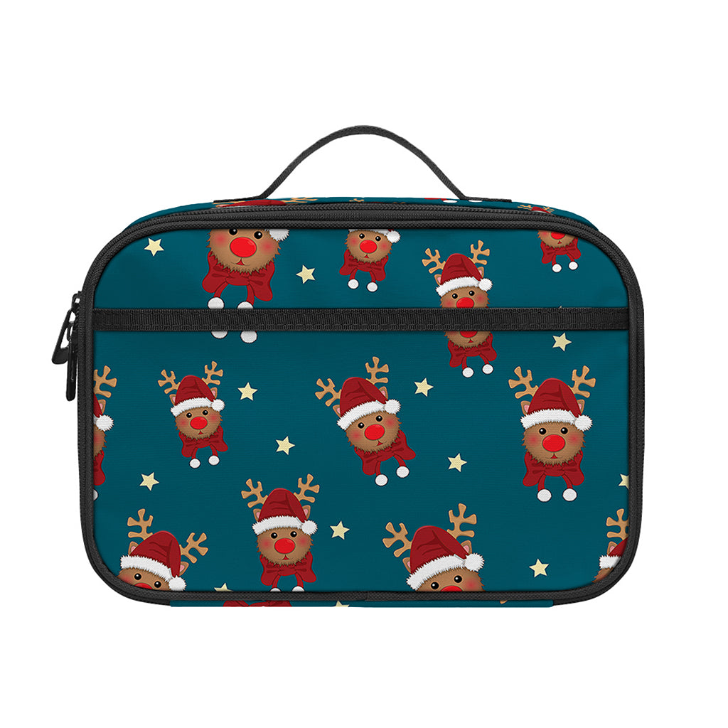Christmas Santa Reindeer Pattern Print Portable Lunch Bag