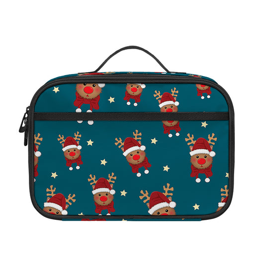 Christmas Santa Reindeer Pattern Print Portable Lunch Bag