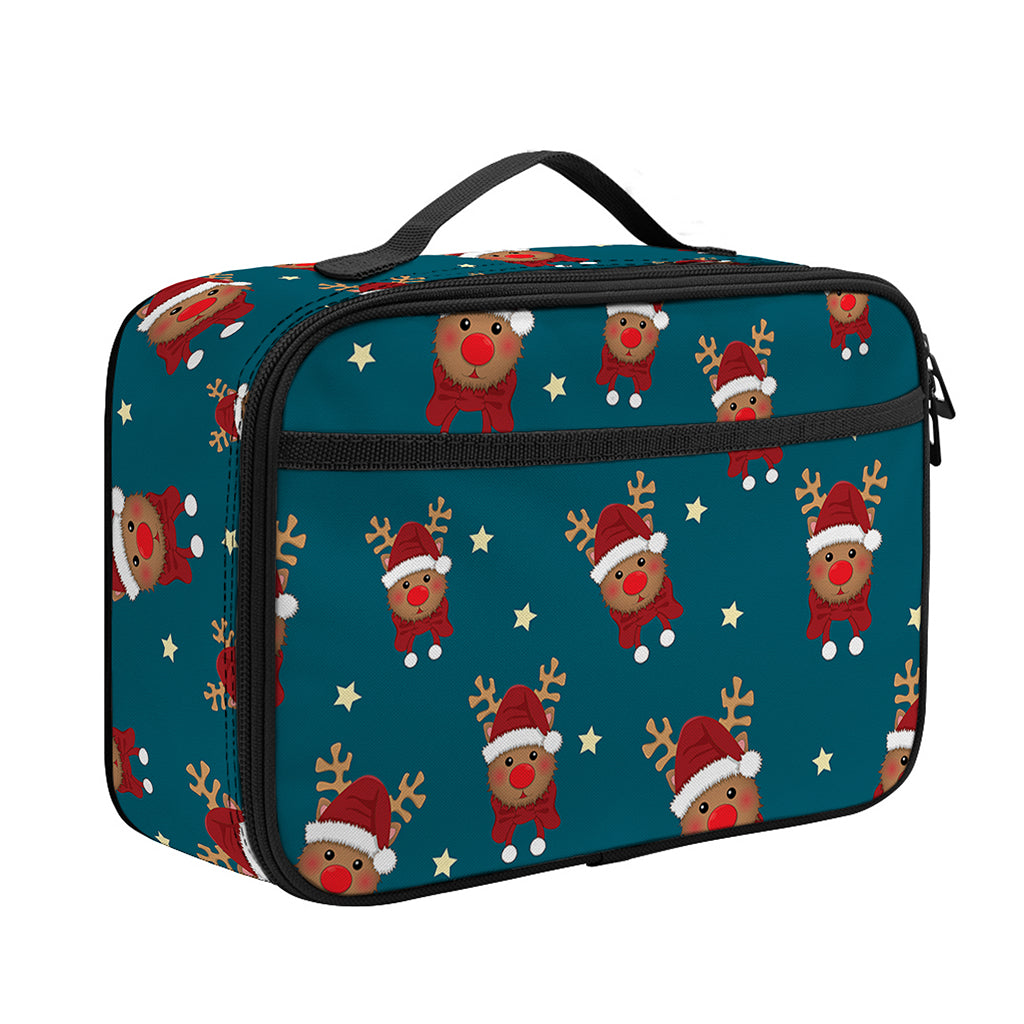 Christmas Santa Reindeer Pattern Print Portable Lunch Bag