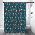 Christmas Santa Reindeer Pattern Print Premium Shower Curtain