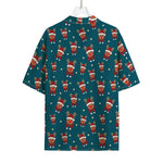 Christmas Santa Reindeer Pattern Print Rayon Hawaiian Shirt