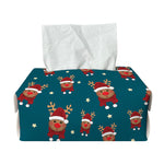 Christmas Santa Reindeer Pattern Print Rectangle Tissue Box Cover