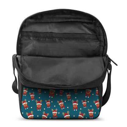 Christmas Santa Reindeer Pattern Print Rectangular Crossbody Bag