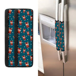 Christmas Santa Reindeer Pattern Print Refrigerator Handle Covers