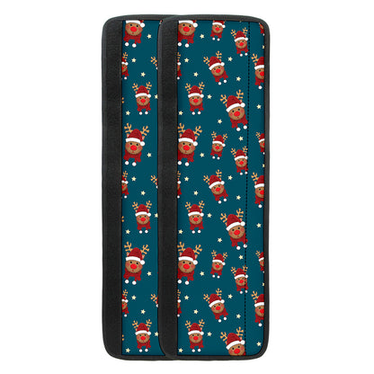 Christmas Santa Reindeer Pattern Print Refrigerator Handle Covers
