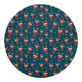 Christmas Santa Reindeer Pattern Print Round Blanket