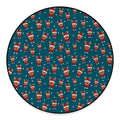 Christmas Santa Reindeer Pattern Print Round Floor Mat