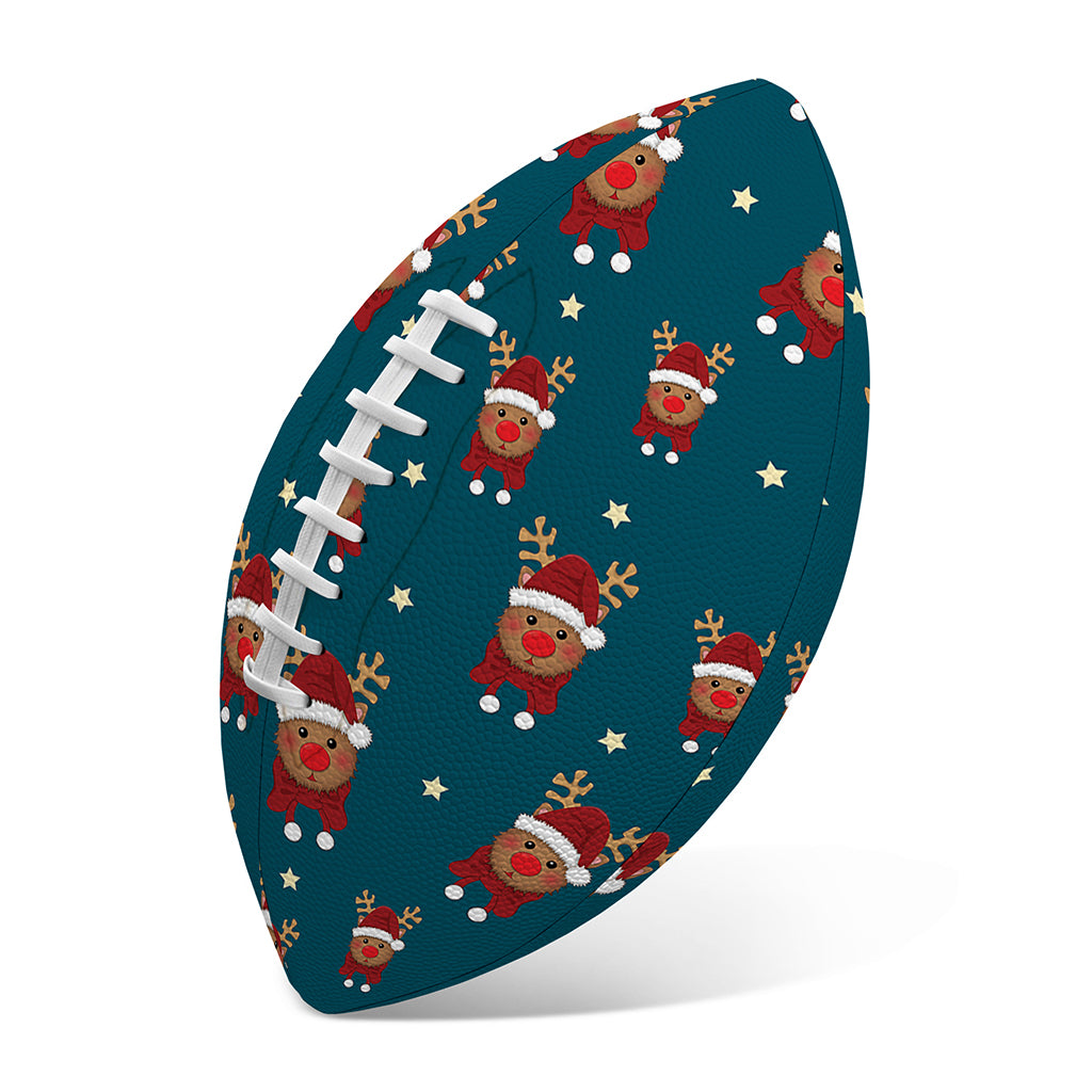Christmas Santa Reindeer Pattern Print Rugby Ball