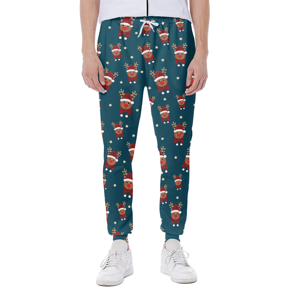 Christmas Santa Reindeer Pattern Print Scuba Joggers