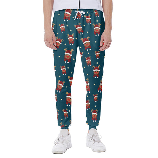 Christmas Santa Reindeer Pattern Print Scuba Joggers