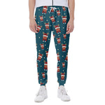 Christmas Santa Reindeer Pattern Print Scuba Joggers