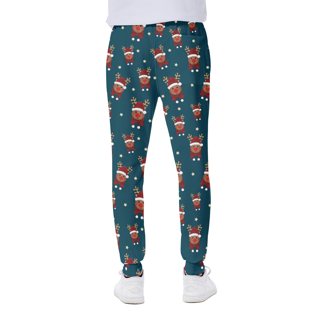 Christmas Santa Reindeer Pattern Print Scuba Joggers