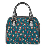 Christmas Santa Reindeer Pattern Print Shoulder Handbag