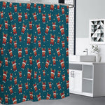 Christmas Santa Reindeer Pattern Print Shower Curtain