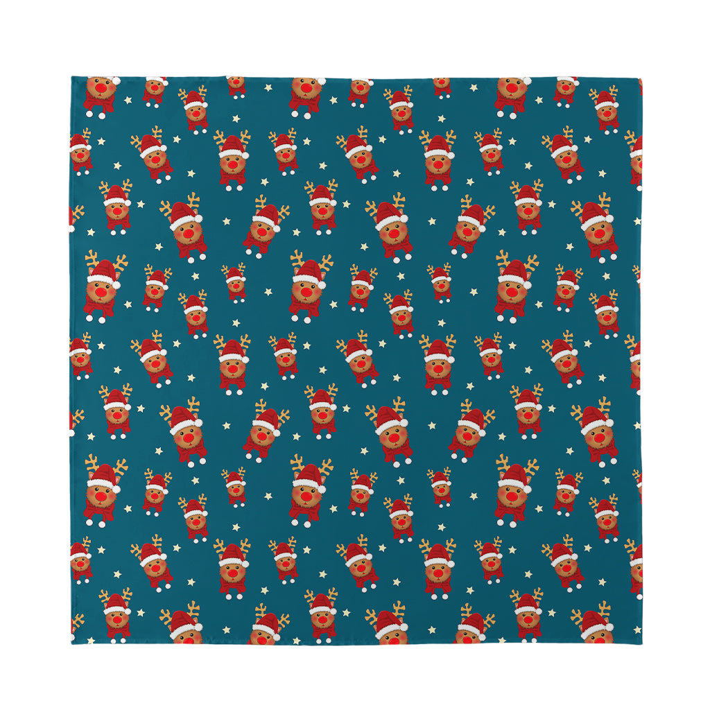 Christmas Santa Reindeer Pattern Print Silk Bandana