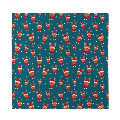 Christmas Santa Reindeer Pattern Print Silk Bandana