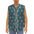 Christmas Santa Reindeer Pattern Print Sleeveless Baseball Jersey