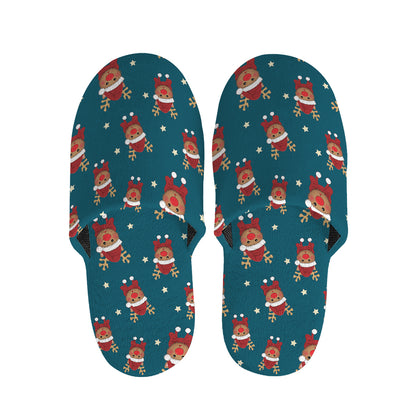 Christmas Santa Reindeer Pattern Print Slippers