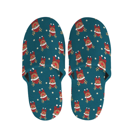 Christmas Santa Reindeer Pattern Print Slippers