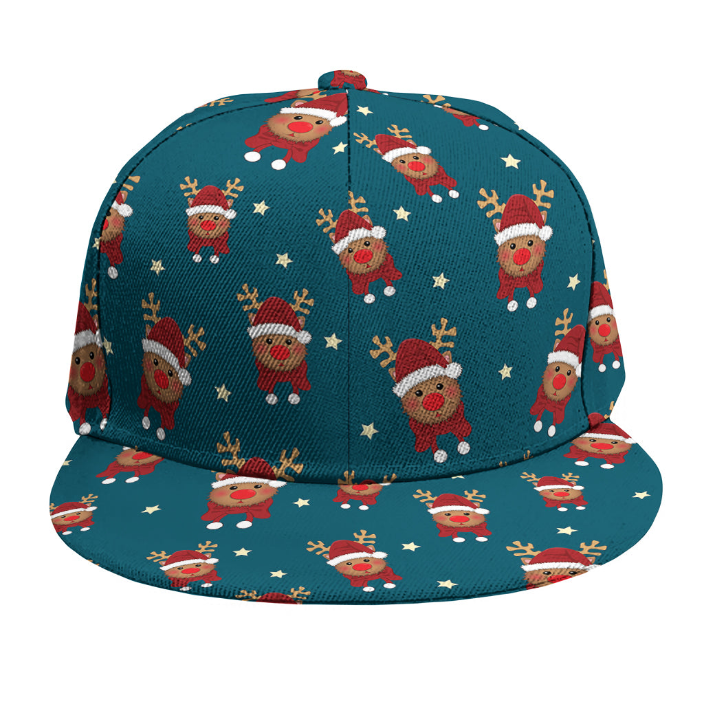 Christmas Santa Reindeer Pattern Print Snapback Cap