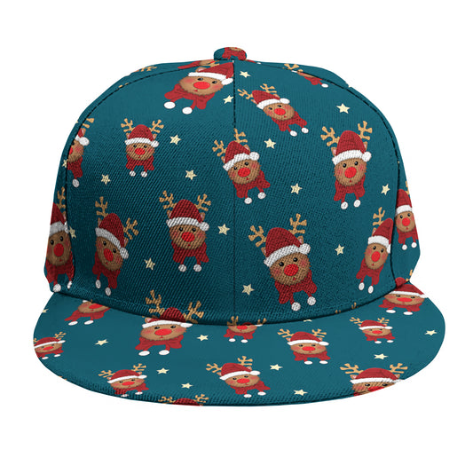 Christmas Santa Reindeer Pattern Print Snapback Cap