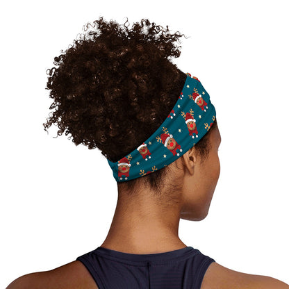 Christmas Santa Reindeer Pattern Print Sports Headband