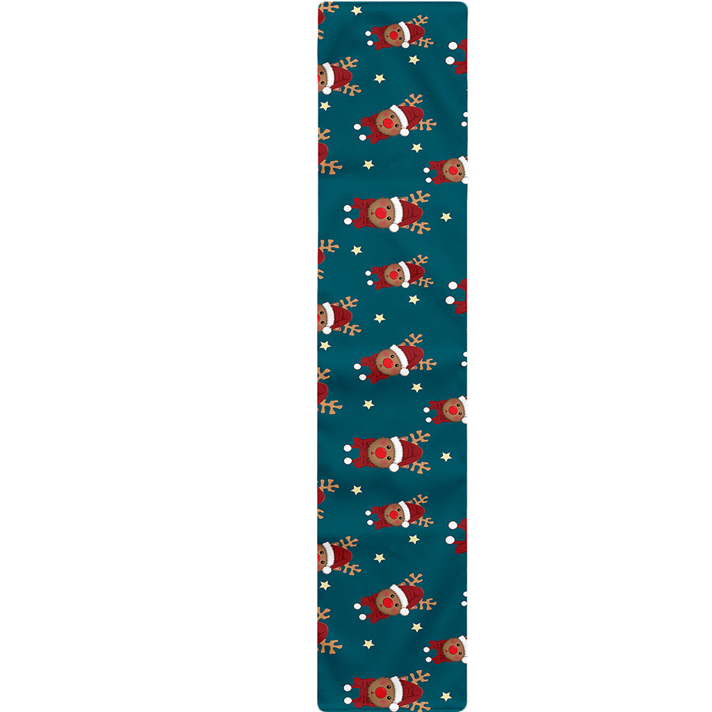Christmas Santa Reindeer Pattern Print Table Runner