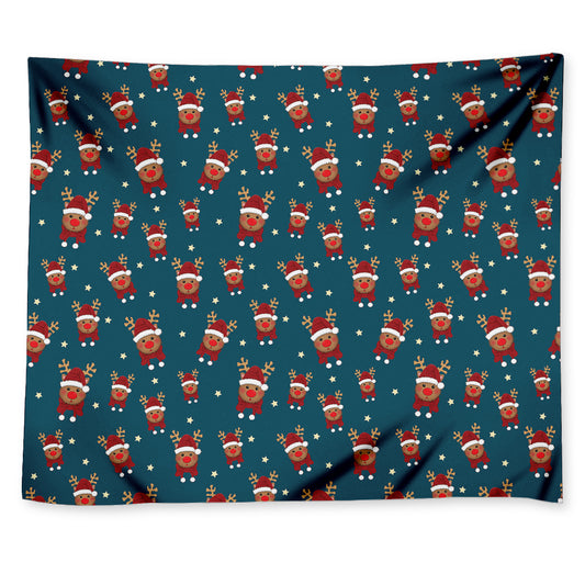 Christmas Santa Reindeer Pattern Print Tapestry