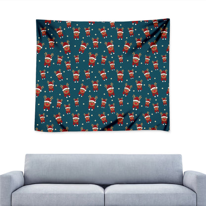 Christmas Santa Reindeer Pattern Print Tapestry