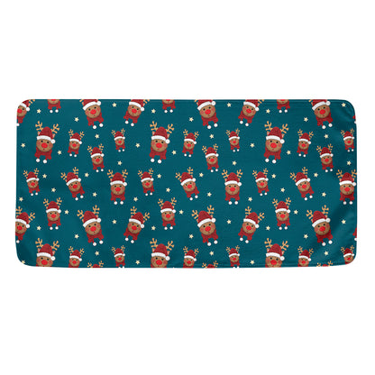 Christmas Santa Reindeer Pattern Print Towel