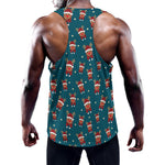 Christmas Santa Reindeer Pattern Print Training Tank Top