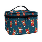 Christmas Santa Reindeer Pattern Print Travel Makeup Bag