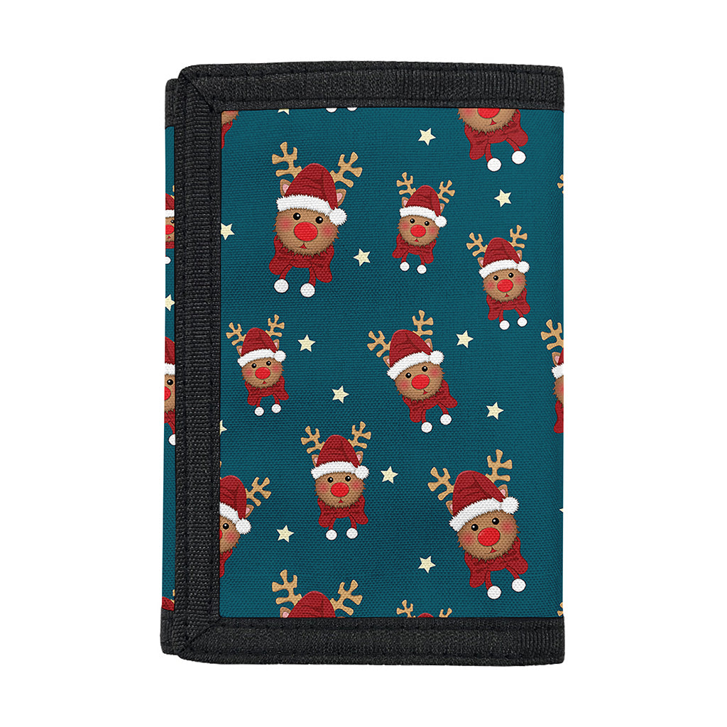 Christmas Santa Reindeer Pattern Print Trifold Wallet