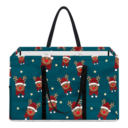Christmas Santa Reindeer Pattern Print Utility Tote Bag