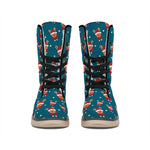 Christmas Santa Reindeer Pattern Print Winter Boots
