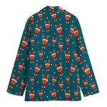 Christmas Santa Reindeer Pattern Print Women's Blazer
